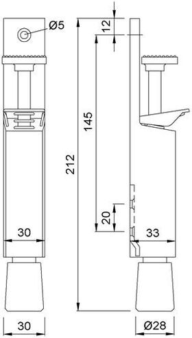 Türfeststeller 1081.02 Alu.silberf.lack.Hubh.30mm Türmontage KWS