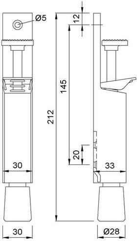 Türfeststeller 1081.31 Alu.silberf.elox.Hubh.30mm Türmontage KWS