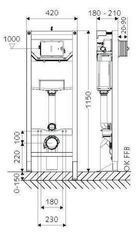 Schell WC-Montagemodul MONTUS Flow H barrierefrei, mit Hygienespülung