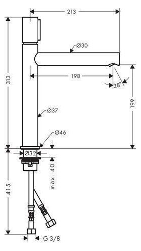 Select-Waschtischmischer AXOR UNO 200 brushed nickel