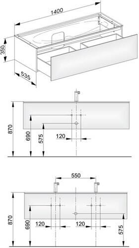 Keuco Waschtischunterbau EDITION 11 1400x350x535mm m LED-I-Bel we