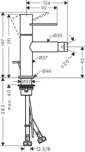 Einhebel-Bidetmischer AXOR UNO Bügelgriff stainless steel optic