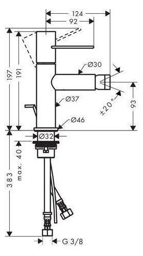 Einhebel-Bidetmischer AXOR UNO Bügelgriff brushed nickel