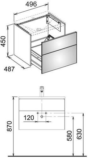 Keuco Waschtischunterbau ROYAL REFLEX 496x450x487mm ant