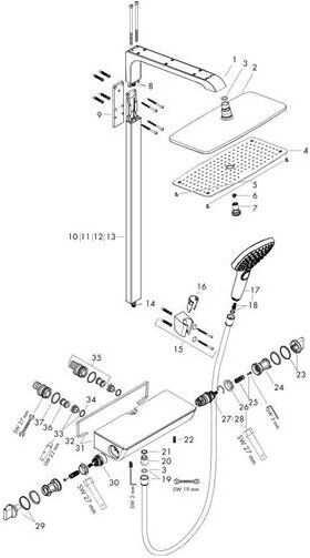 Showerpipe RAINDANCE E 360 1jet DN 15 chrom