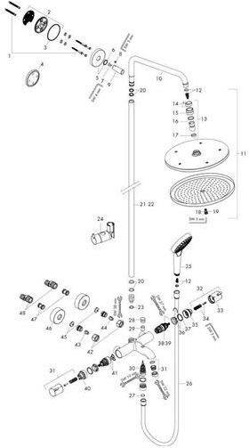 HG Showerpipe CROMA SELECT 280 1JET DN 15, für Wanne chrom