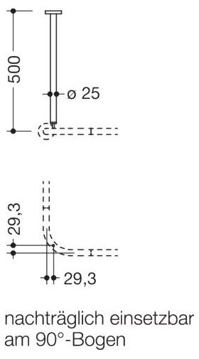 Hewi Deckenabhängung d= 2,5cm hgrau Perlglim tiefmatt 500mm