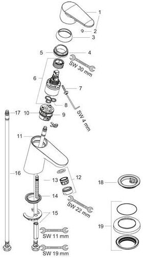 HG Einhebel-Waschtischmischer FOCUS 70 DN 15 ohne Zugstange chrom