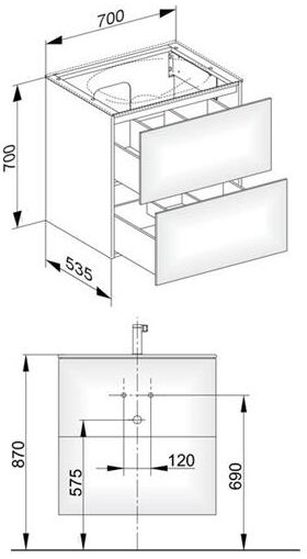 Keuco Waschtischunterbau EDITION 11 700x700x535mm trü sdm