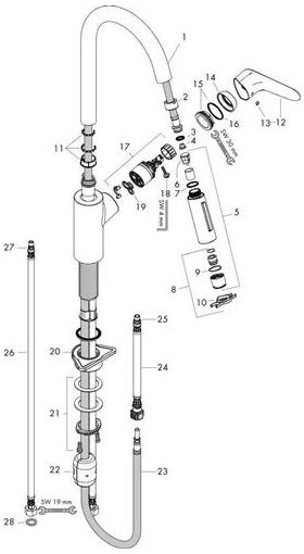 HG Einhebel-Spültischmischer FOCUS 240 mit Ausziehbrause Edelstahl-Optik