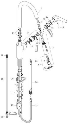 HG Einhebel-Spültischmischer FOCUS 240 mit Ausziehbrause mattschwarz