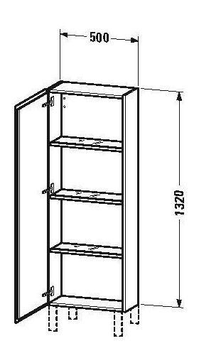 Duravit Halbhochschrank L-CUBE 500x243x1320mm Ans li amerik nussbaum