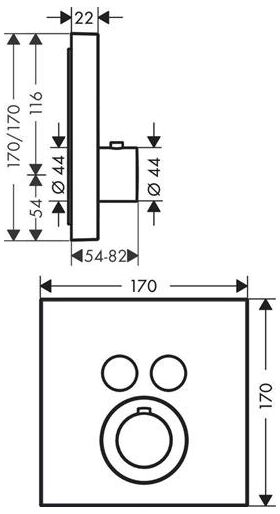 HG Thermostat Axor ShowerSelect UP Fertigset 2 Verbr ma-sw quadratisch