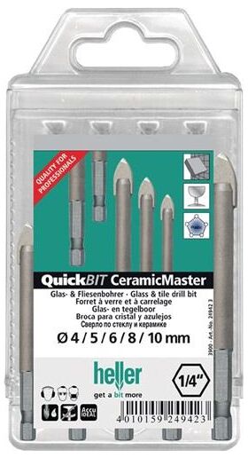 Bohrersatz QuickBit® Ceramik Master 5-tlg.D.4,5,6,8,10mm Schaft 6 kant HELLER