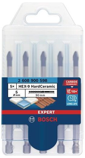 Keramikbohrersatz Expert HardCeramic HEX-9 5-tlg.5mm Schaft 6-kant BOSCH