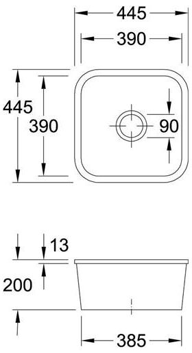 V&B Unterbauspüle CISTERNA 50 445x445mm Handbet. timber