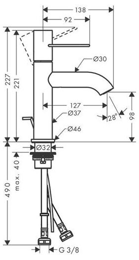 Einhebel-Waschtischmischer AXOR UNO 100 Bügelgriff brushed bronze