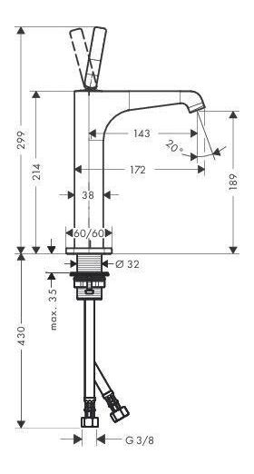 EH-WT-MI 190 AXOR CITTERIO E DN 15 f Waschschüs. ohne Zugstange chrom