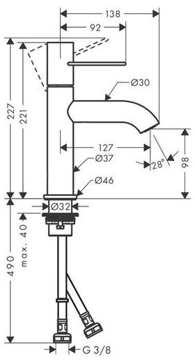 Einhebel-Waschtischmischer AXOR UNO 100 Bügelgriff stainless steel optic