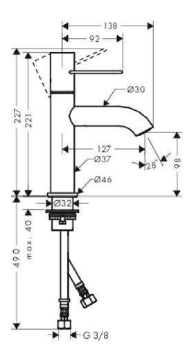 Einhebel-Waschtischmischer AXOR UNO 100 Bügelgriff brushed nickel