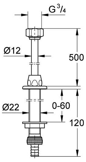 Grohe WAS Spülendurchführung EGGEMANN 1/2" verstb bis 70mm chr