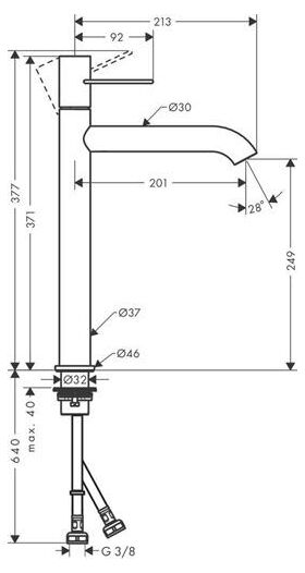 Einhebel-Waschtischmischer AXOR UNO 250 Bügelgriff stainless steel optic