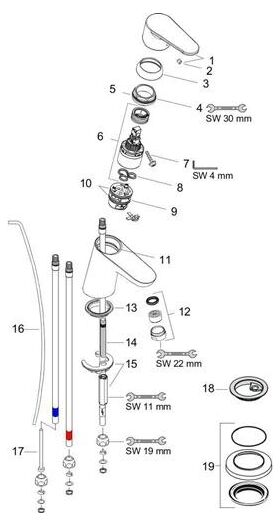 HG Einhebel-Waschtischmischer FOCUS DN 15 f offene Heißwasserbereiter chrom