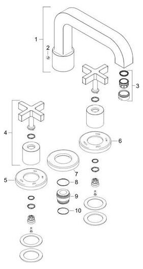 3-Loch-Wannenrandarmatur AXOR CITTERIO DN 15, mit Kreuzgriffen chrom