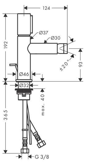 Select-Bidetmischer AXOR UNO stainless steel optic