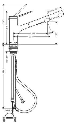 HG Einhebel-Spültischmischer Zesis M33 150 Ausziehbrause 2 jet sBox lite ma-sw