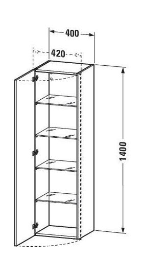 Duravit Hochschrank DURASTYLE 360x400x1400mm Ans re Ei Ter / weiß matt