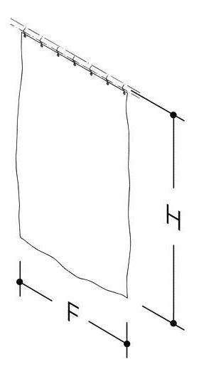 Hewi Dusch-/Kabinenvorhang Polyester S BxH 1,4x2m 10 Ös. Dek squ. um/sa