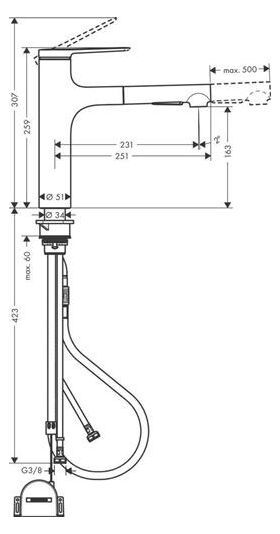 HG Einhebel-Spültischmischer Zesis M33 160 Ausziehbrause 2 jet sBox lite ma-sw