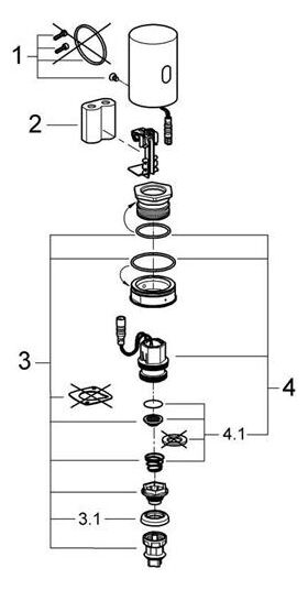 Grohe Umrüsteinheit TECTRON 1/2" 6 V Batt chr