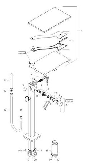 Einhebel-Wannenmischer AXOR MASSAUD DN 15, bodenstehend chrom