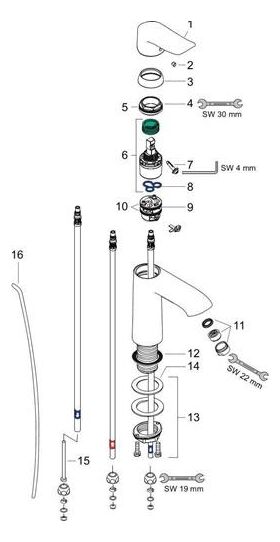 HG Einhebel-Waschtischmischer 110 METRIS DN 15 f offene Heißwasserbereiter chrom