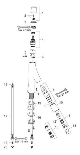 2-G-WT-Mischer 170 AXOR STARCK ORGANIC DN 15 f Waschsch. ComfortZone 170 bru re