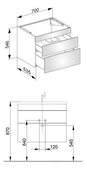 Keuco Waschtischunterbau EDITION 400 700x546x535mm we hgl we hgl