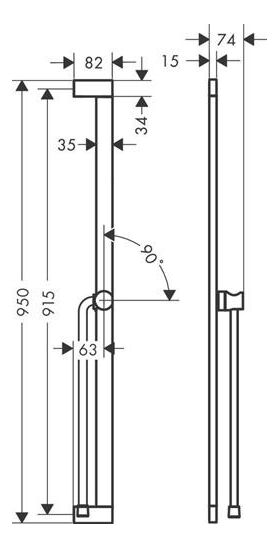 HG Brausestange Unica/Pulsify 90cm easy Sli u Brauseschl. 1600mm mweiß