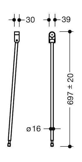 Hewi Bodenstütze SERIE 801 f Stützgriffe Länge 697mm stahlblau