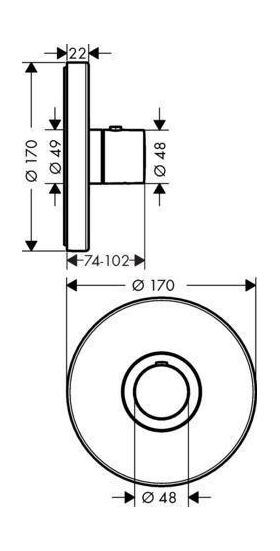 Thermostat SHOWERSELECT ROUND AXOR Highflow, Unterputz brushed nickel