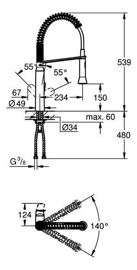 Grohe Einhand-Spültischbatterie K7 1/2Zoll Profibrause su-st