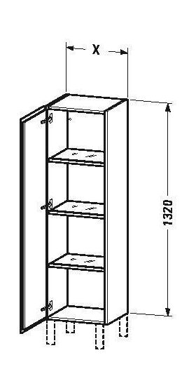 Duravit Halbhochschrank L-CUBE 400x363x1320mm Ans re St blue hochglanz