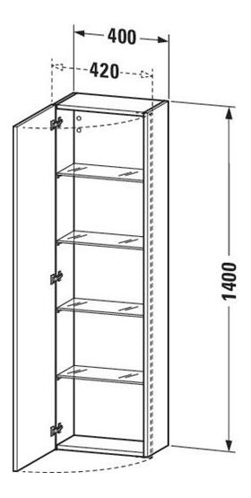 Duravit Hochschrank DURASTYLE 240x400x1400mm Ans re Ei sw / weiß matt