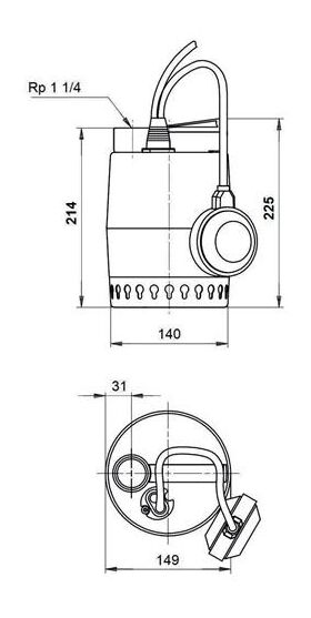 Grundf Kellerentwässerungsp UNILIFT KP 230 V m Schwimmersch KP 250-A1 0,5 kW 5