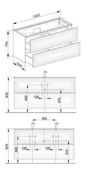 Keuco Waschtischunterbau EDITION 11 1400x700x535mm m LED-I-Bel Ei he