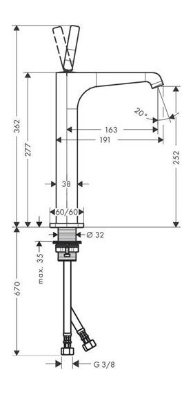 EH-WT-MI 250 AXOR CITTERIO E DN 15 f Waschschüs. o Zugst. bru bl chr