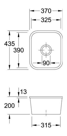 V&B Unterbauspüle CISTERNA 45 370x435mm Handbet. graphit