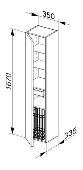 Keuco Hochschrank ROYAL REFLEX 350x1670x335mm Ans li magnolie