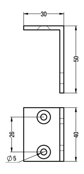 Winkelschließbl.Alu.ma silber elox.6026 B.40mm L.30mm T.50mm HERMETA